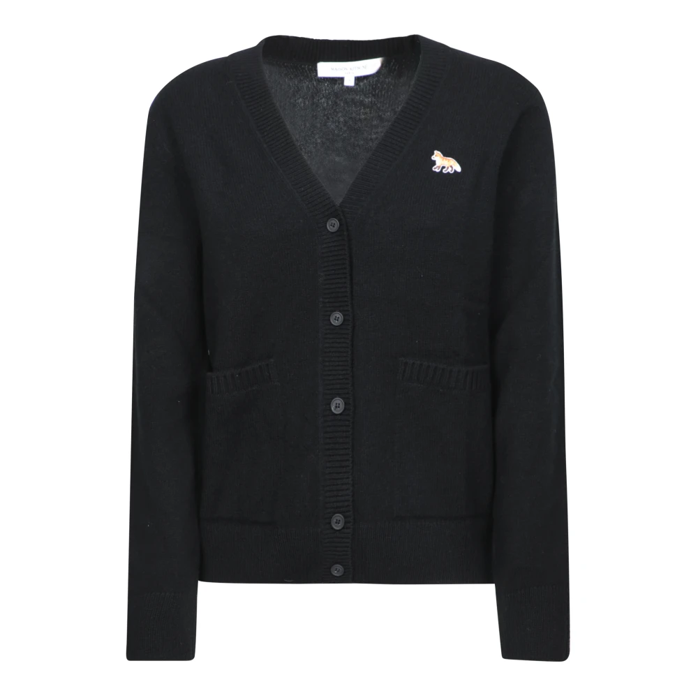 Maison Kitsuné Zwarte Cardigan Sweater Aw24 Black Dames