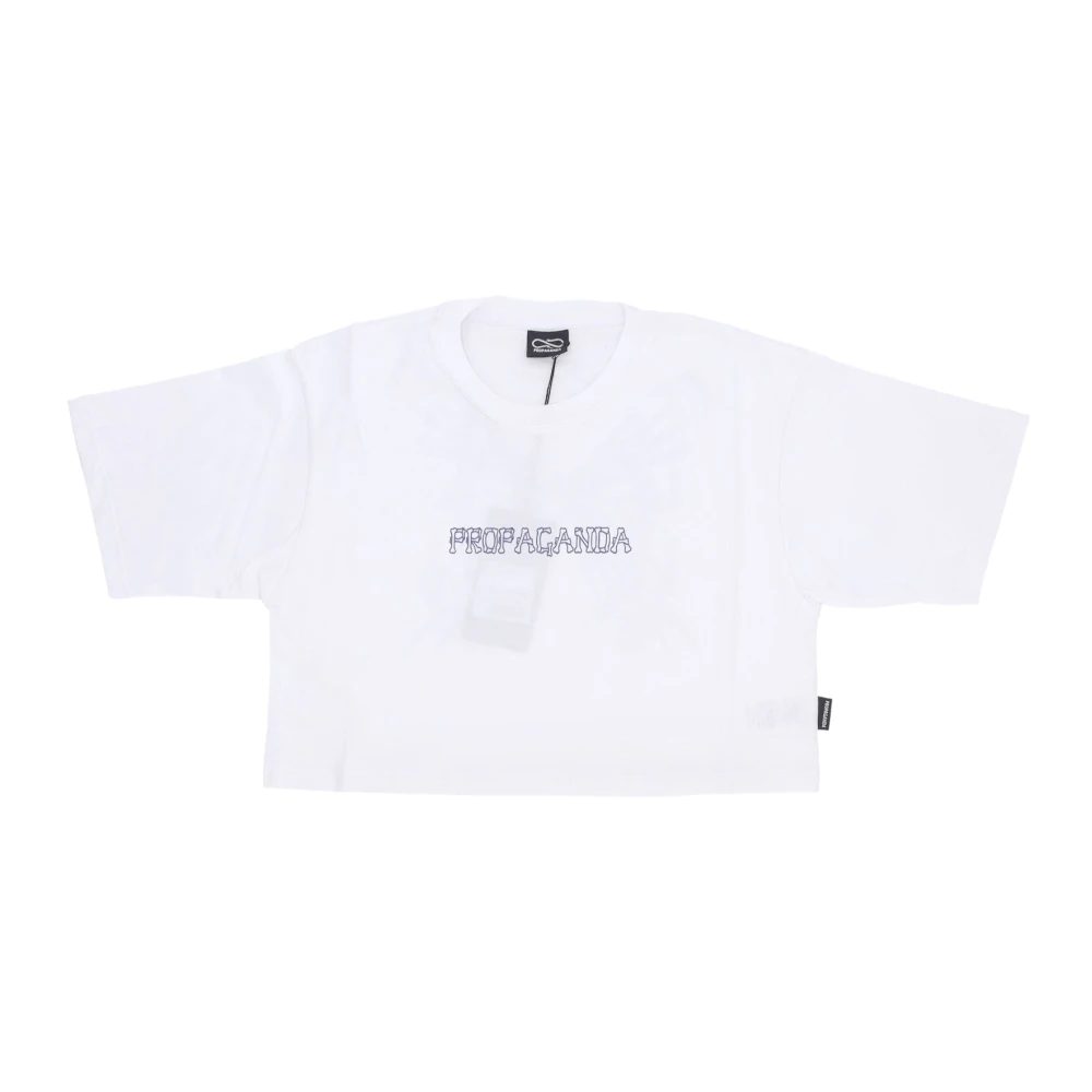 Propaganda Butterfly Bones Croptop Tee Wit White Dames