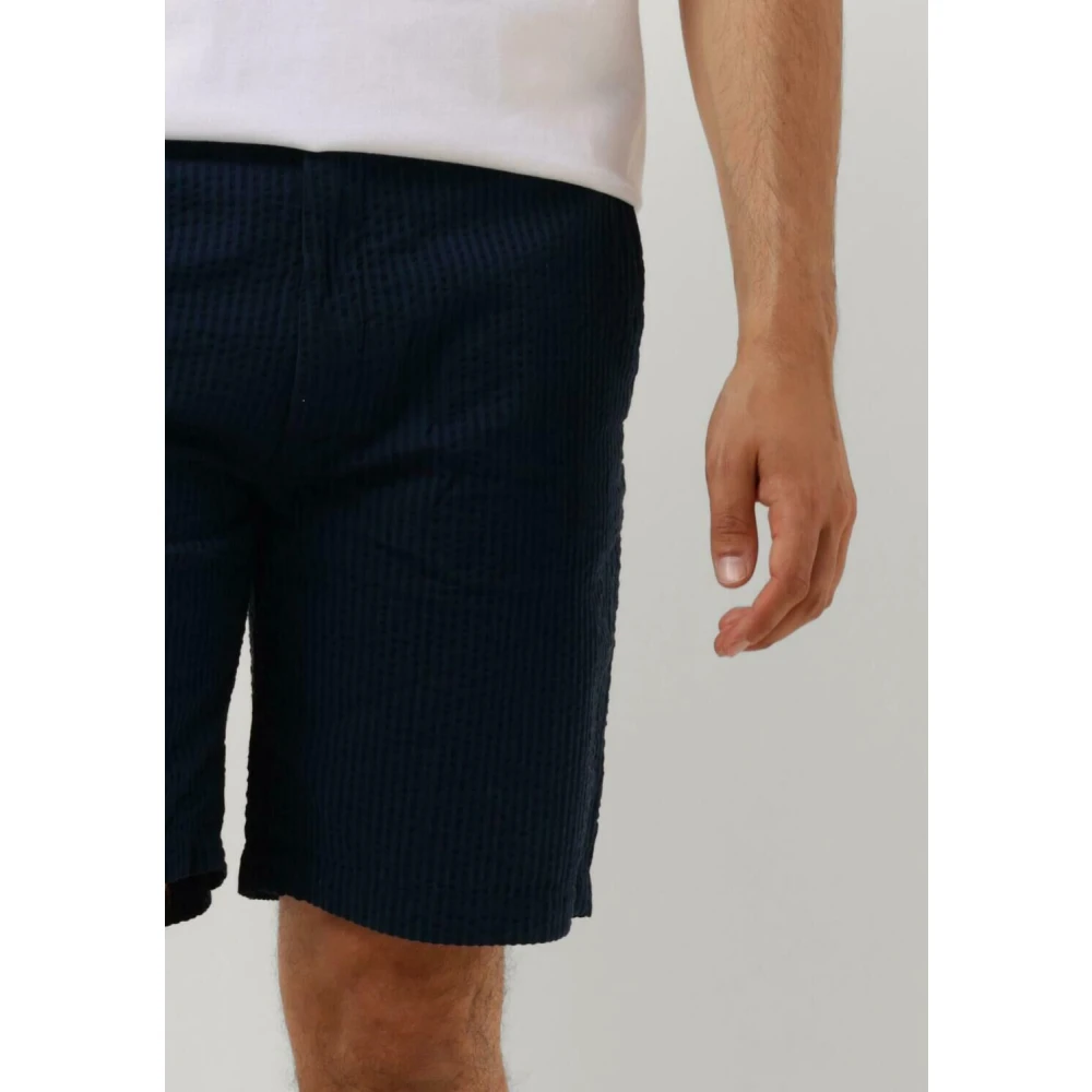 Butcher of Blue Blauwe Seersucker Zomer Shorts Blue Heren