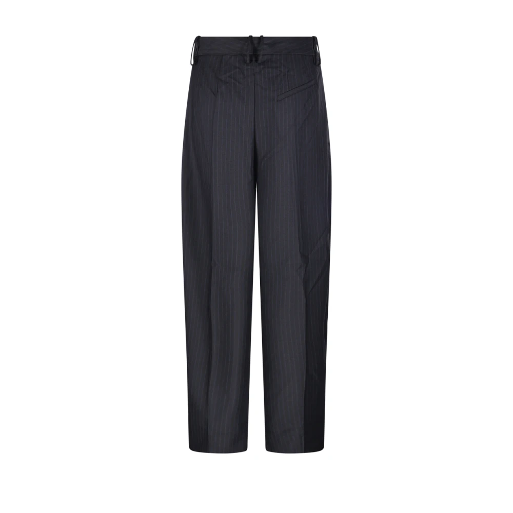Ganni Relaxte Geplooide Melange Gestreepte Broek Black Dames