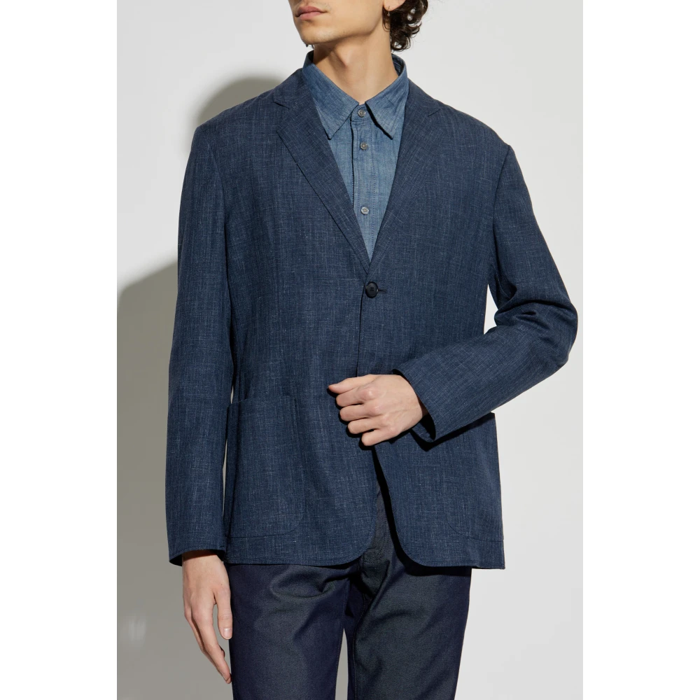 Giorgio Armani Blazer met open revers Blue Heren