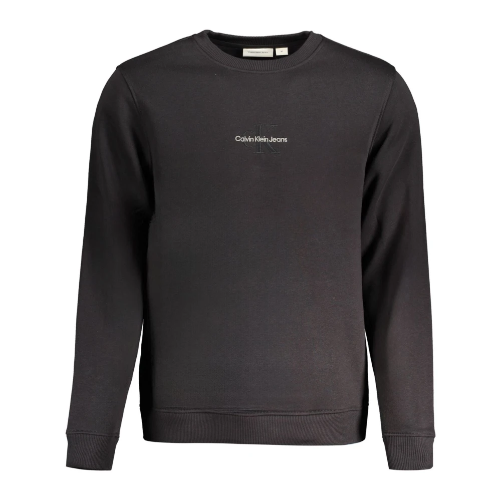 Calvin Klein Svart Långärmad Broderad Tröja Black, Herr