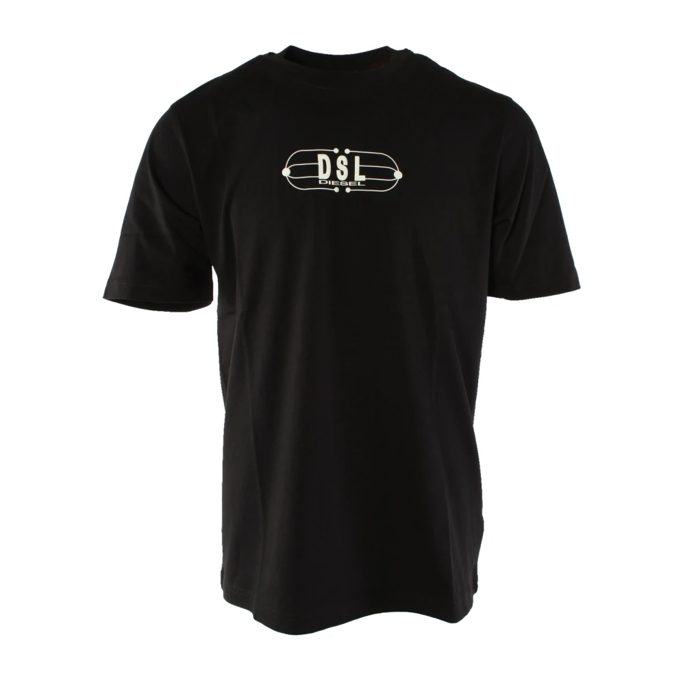 Diesel Heren Zwart Katoenen T-shirt Black Heren