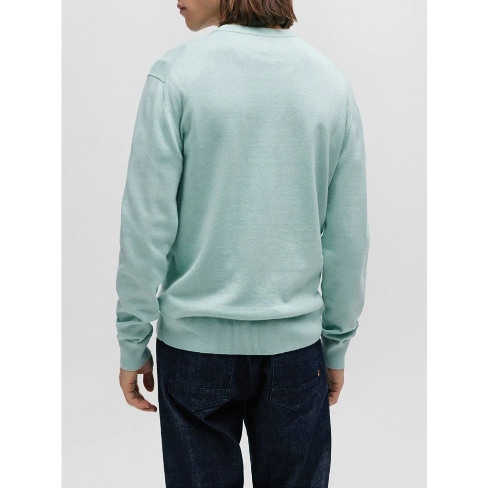 Hugo Boss Lichtblauwe Cashmere Sweater Straight Fit Blue Heren