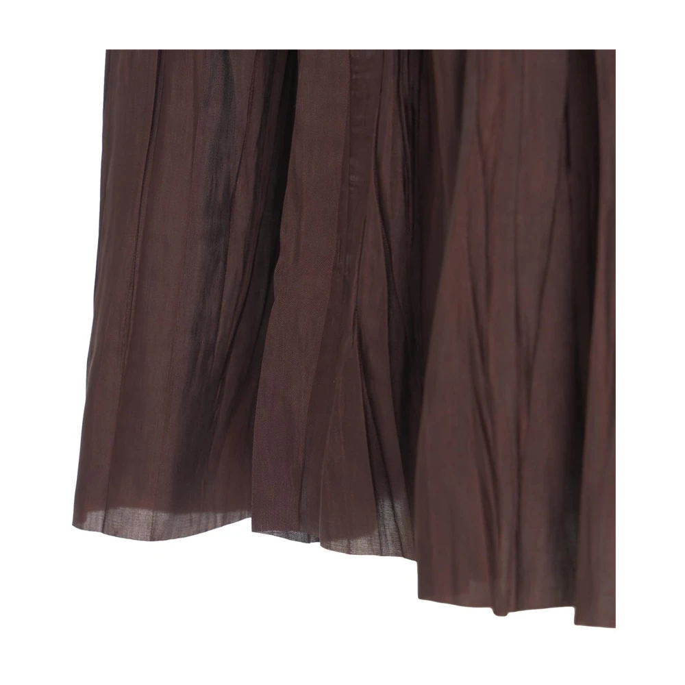 Roberto Collina Bruine Midi Geplooide Rok Brown Dames