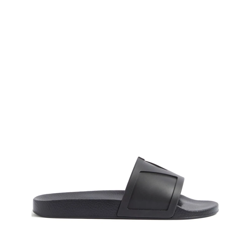 Valentino Garavani Men's Black Vlogo Signature Flat Sandals - Sliders - 7 Uk - Shoes
