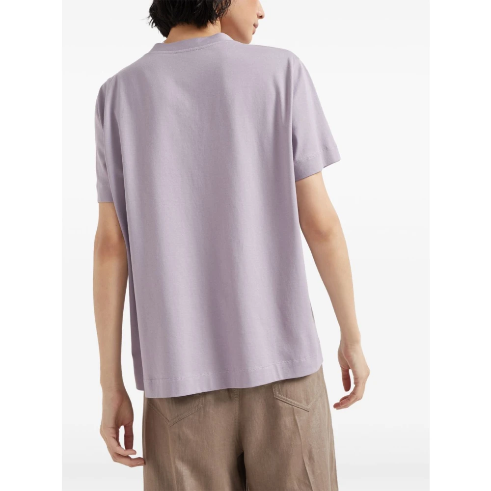 BRUNELLO CUCINELLI Lila Paarse Crew Neck Zak T-shirt Purple Dames