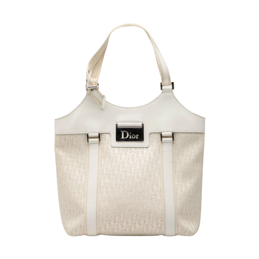 Dior Vintage Women's White Vintage Handbags, One Size, Pre-Owned Tote Bag