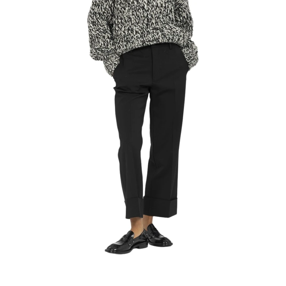 N21 Wollen Broek met Wijde Pijpen en Rits Black Dames