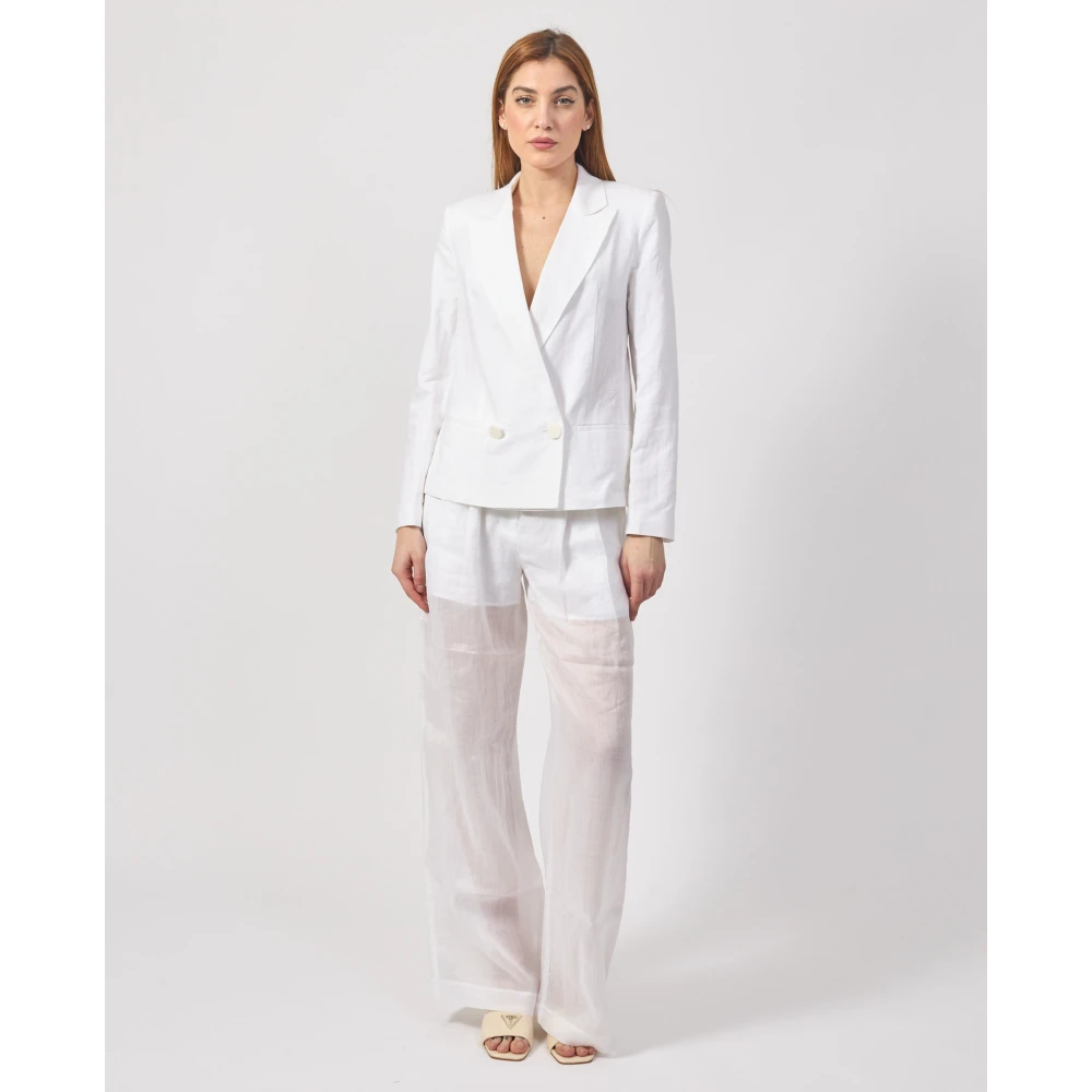 Armani Exchange Witte Double-Breasted Blazer Jas White Dames