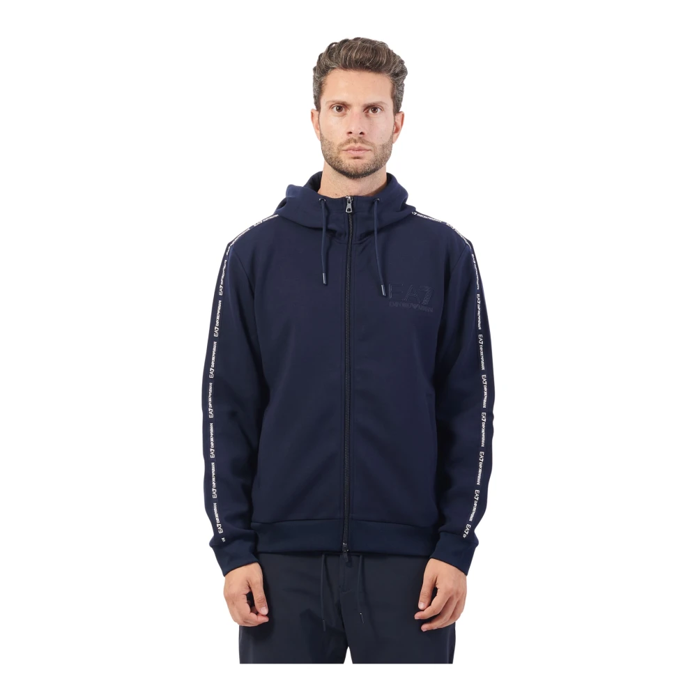 Emporio Armani Blauwe Hoodie met Rits Blue Heren