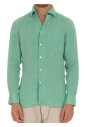 chemise-en-lin-vert-fait-main