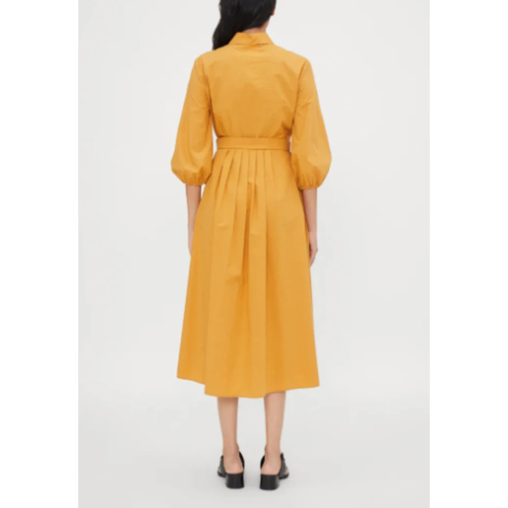 Max Mara Weekend Midi Overhemdjurk met Gerimpelde Taille Orange Dames