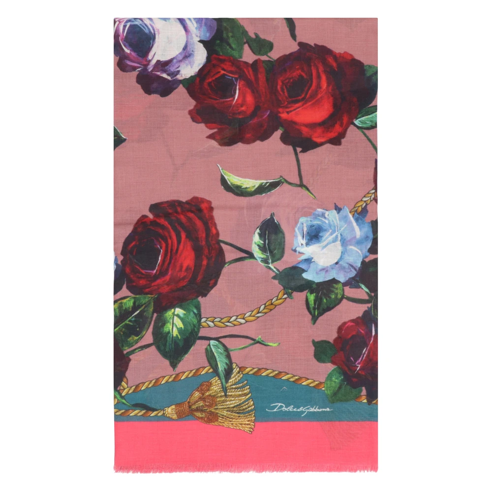 Dolce & Gabbana Bloemenprint Modal Cashmere Blend Sjaal Multicolor Dames