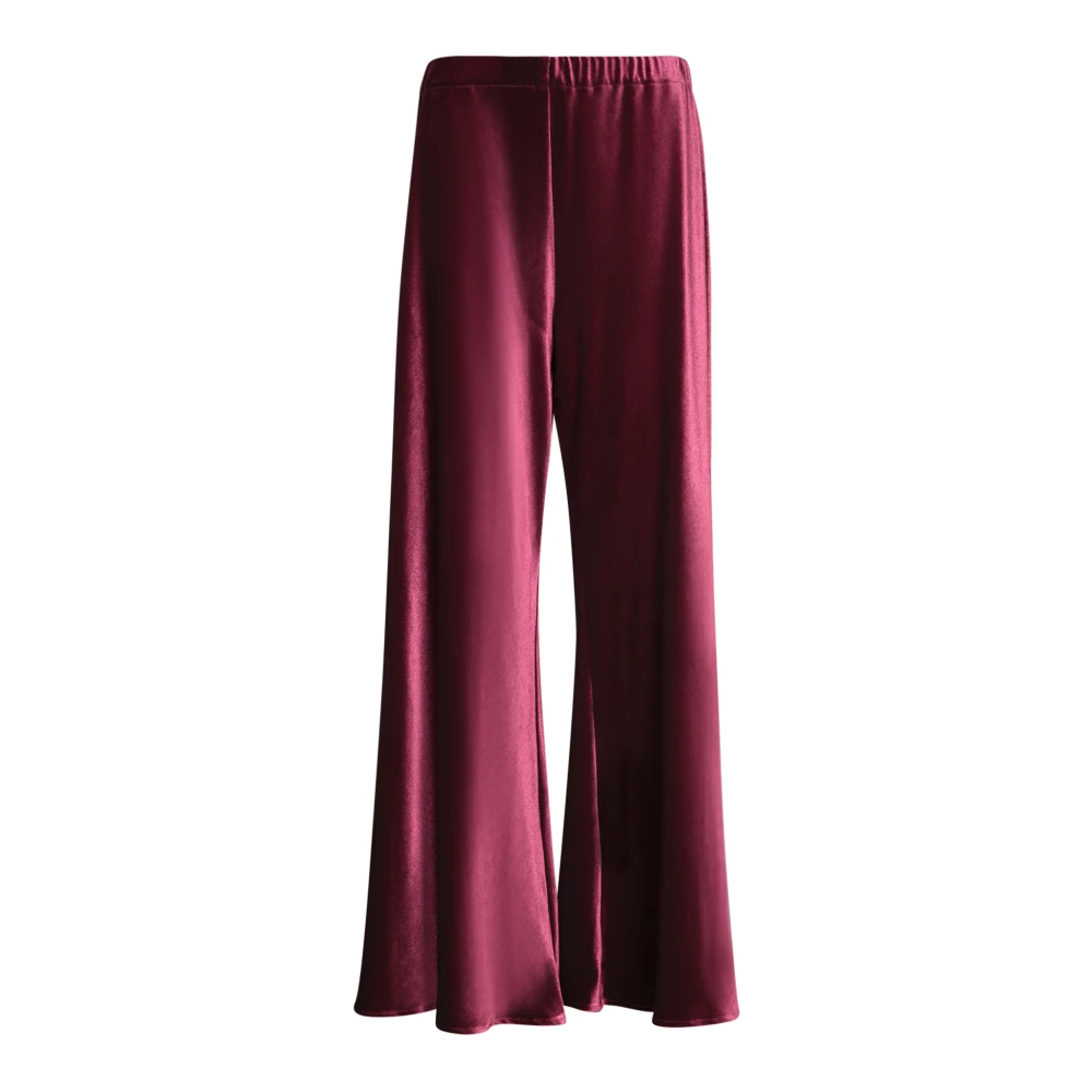 Blanca Vita Luxe Bordeaux Velvet Palazzo Broek Red Dames