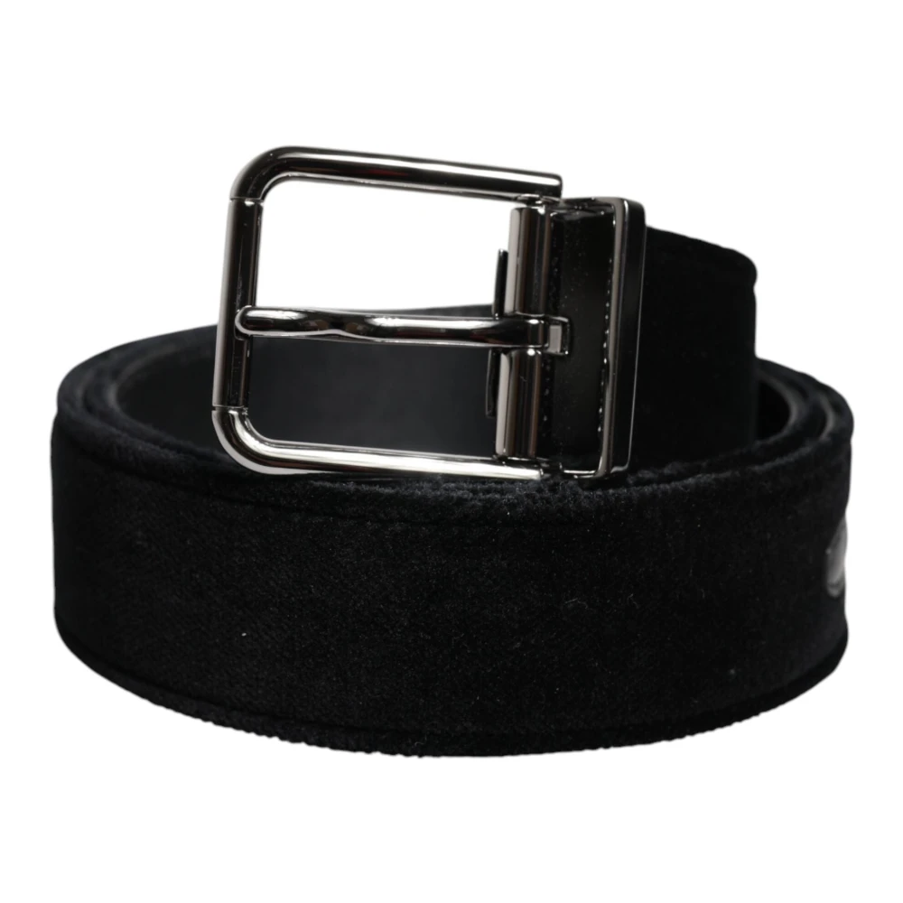 Dolce & Gabbana Men's Black Cotton Metal Buckle Belt