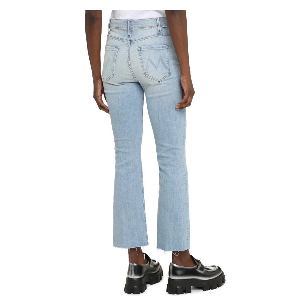 Mother Faded Denim Ankle Fray Jeans Blue Dames