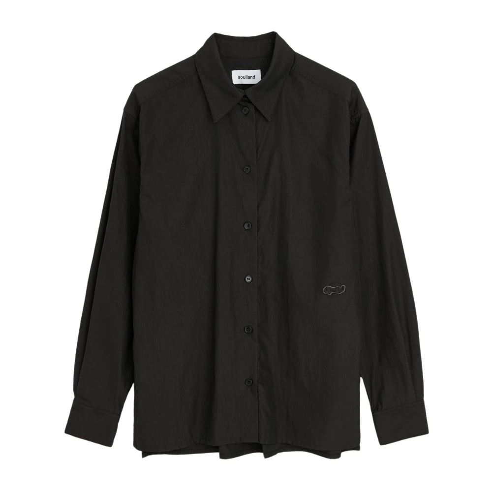 Soulland Polyamide Overhemd met Lange Mouwen Black Heren