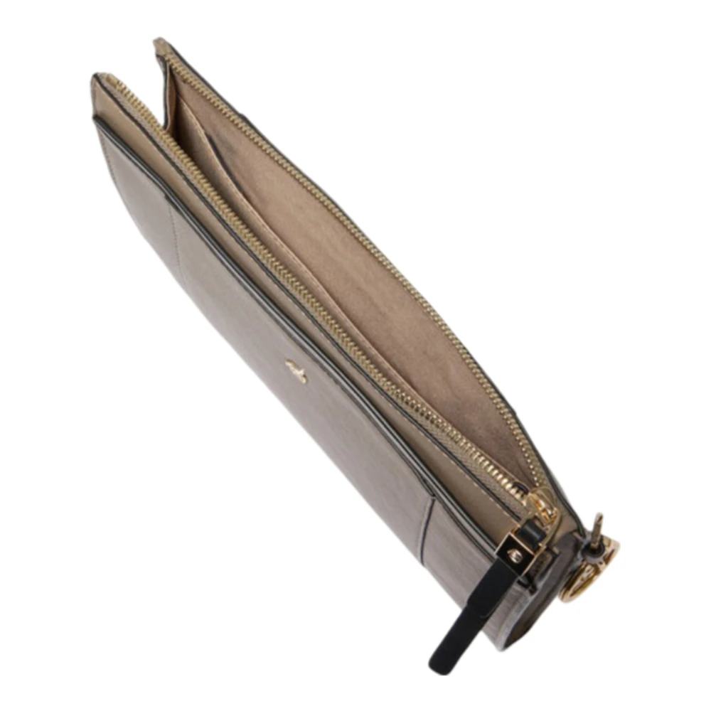 Piquadro Grijze leren iPad Mini clutch Gray Dames