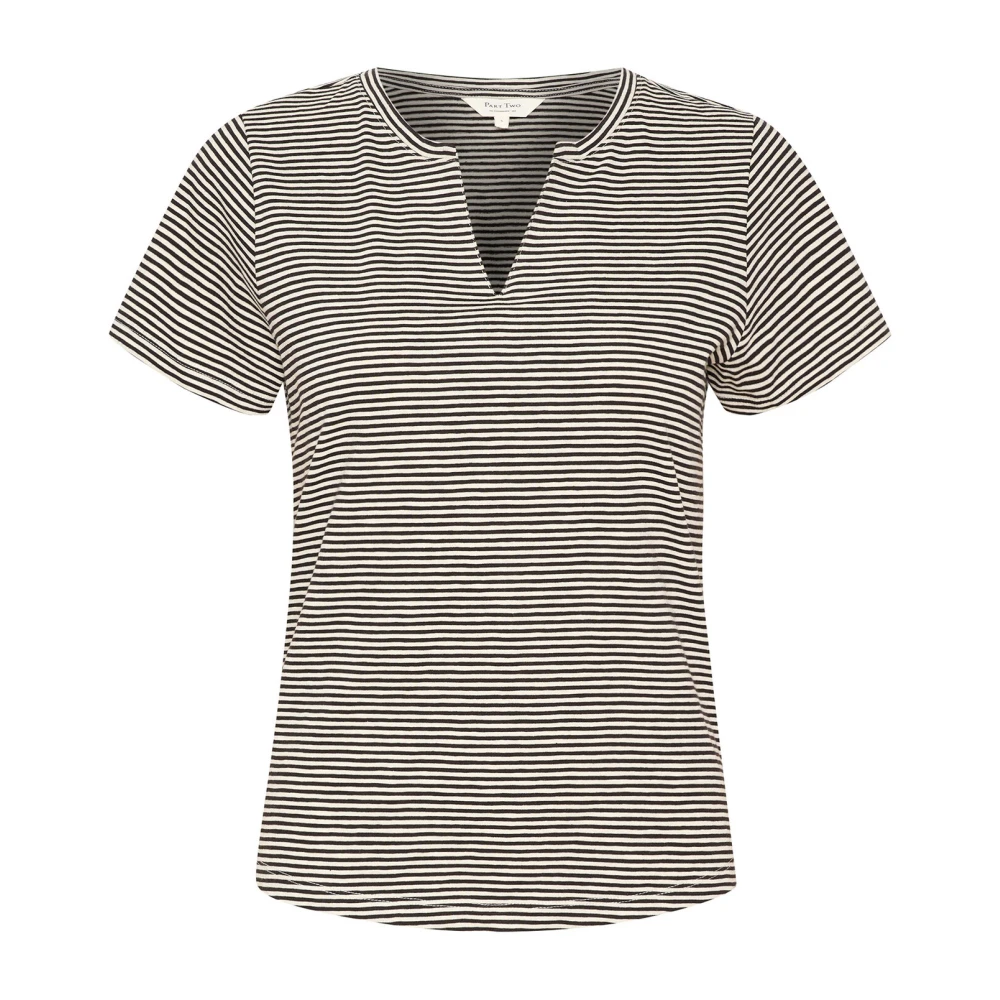 Part Two Zwart Gestreept Casual T-Shirt Multicolor Dames