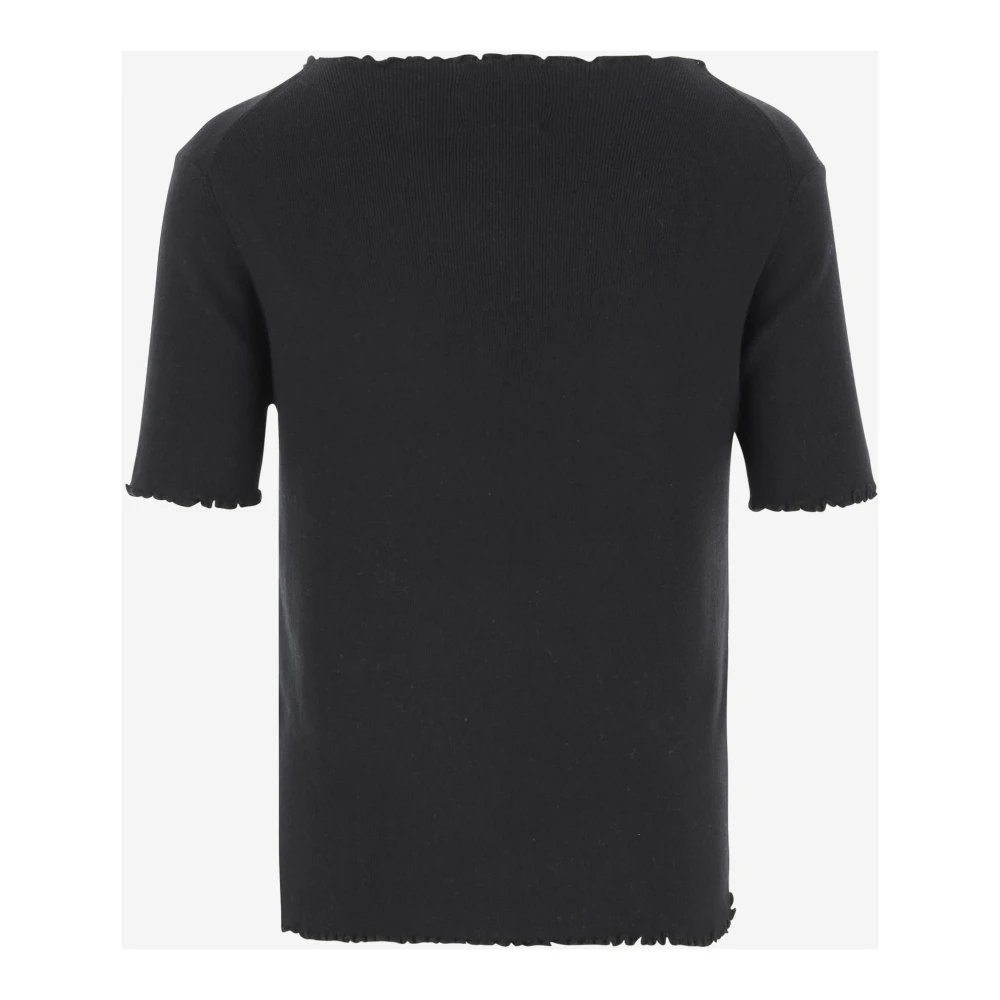 allude Zwarte gebreide trui met boot hals Black Dames