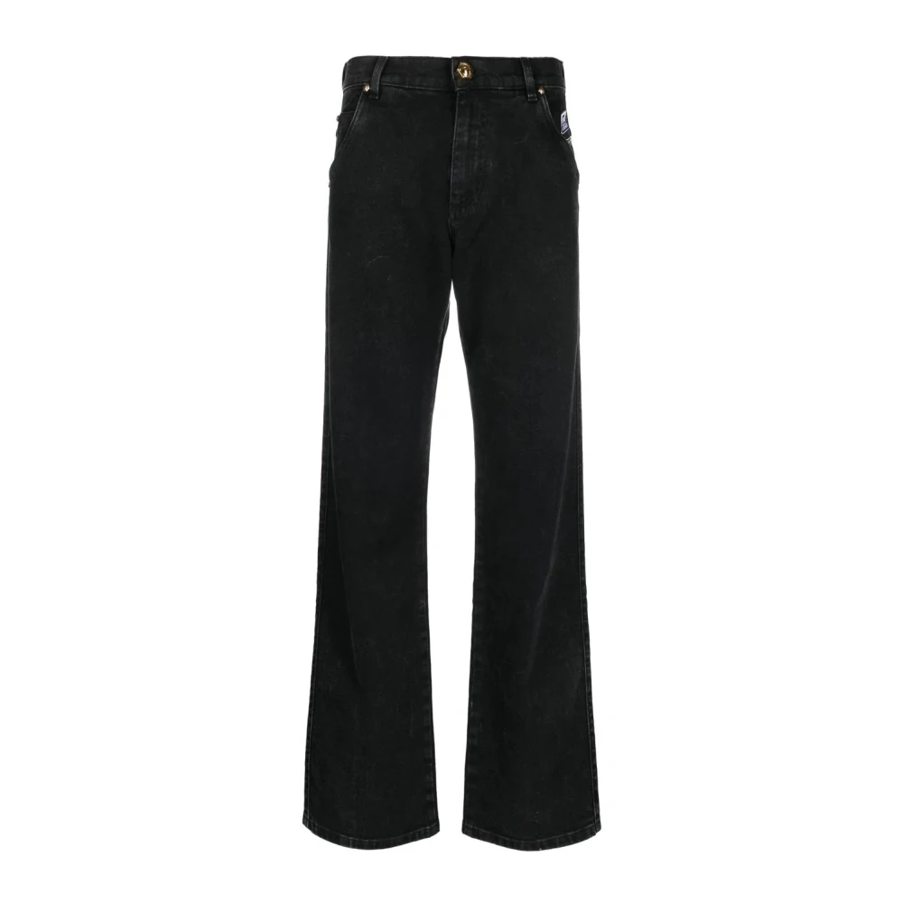 Balmain Zwarte Acid Wash Wide Leg Jeans Black Dames