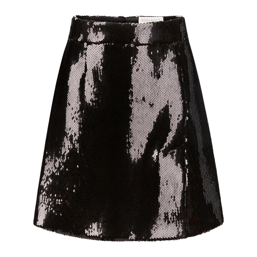 Nina Ricci Zwarte Paillet Mini Rok Black Dames