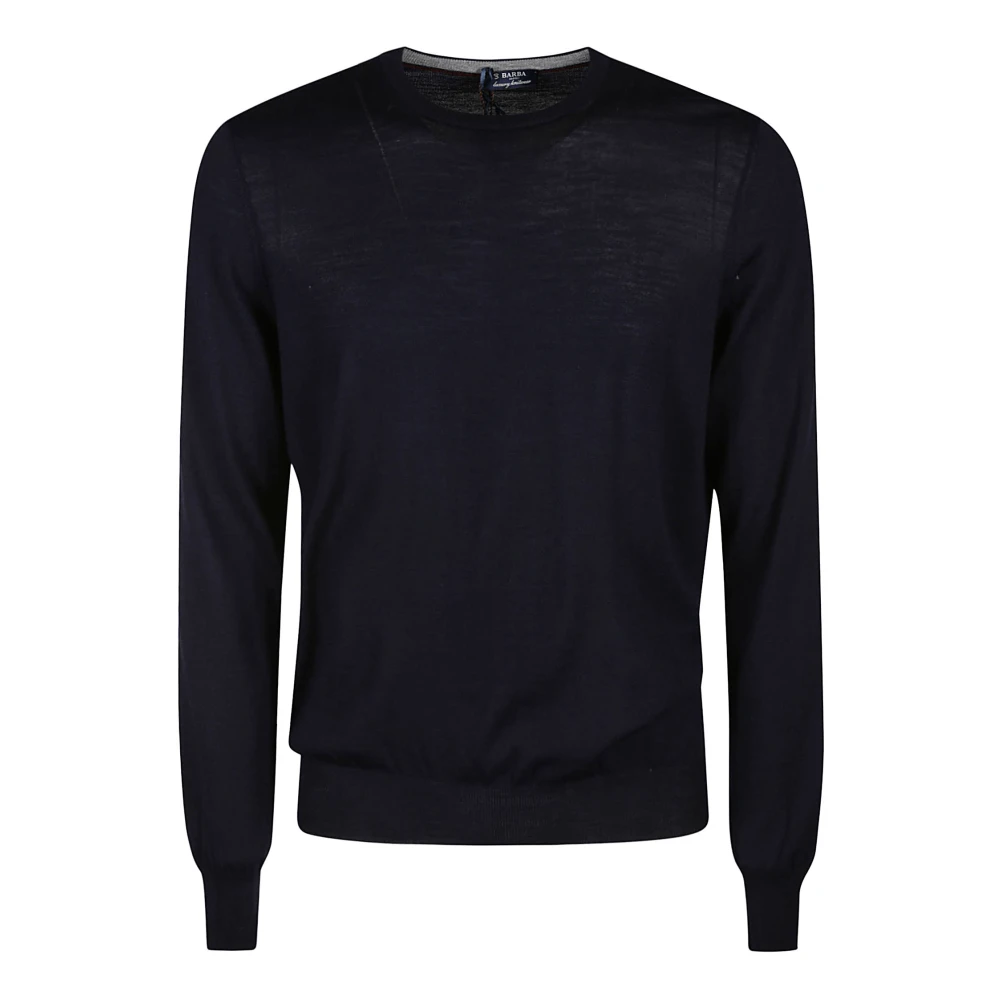 Barba Napoli Wol Crew Neck Sweater Blue Heren