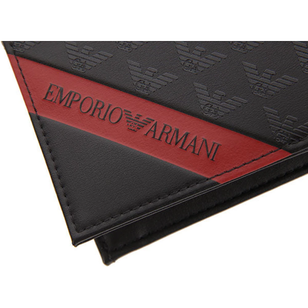 Emporio Armani Zwarte Herenportemonnee met Logo en Kaartsleuven Black Heren