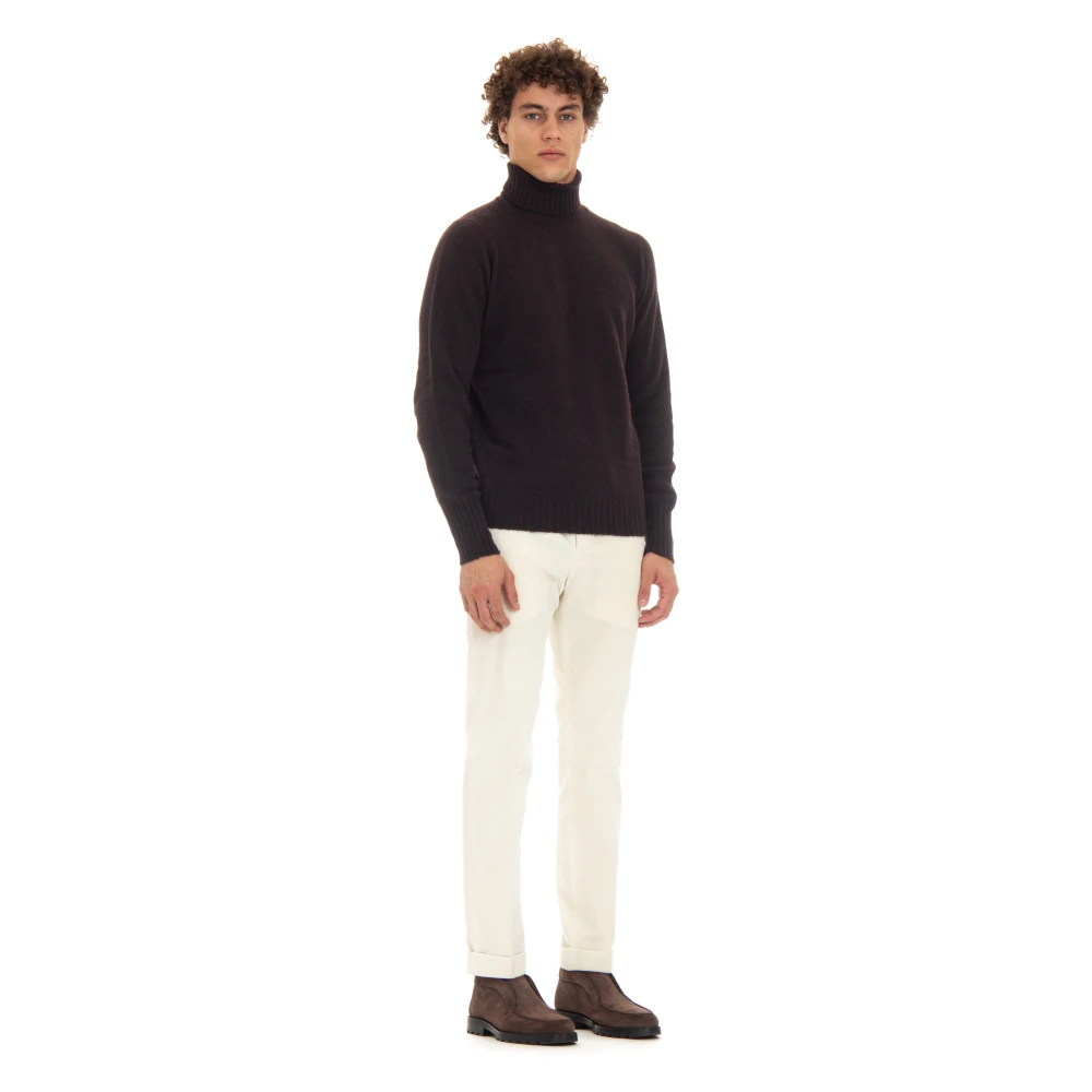 Drumohr Bruine Wollen Trui Dolcevita Stijl Brown Heren