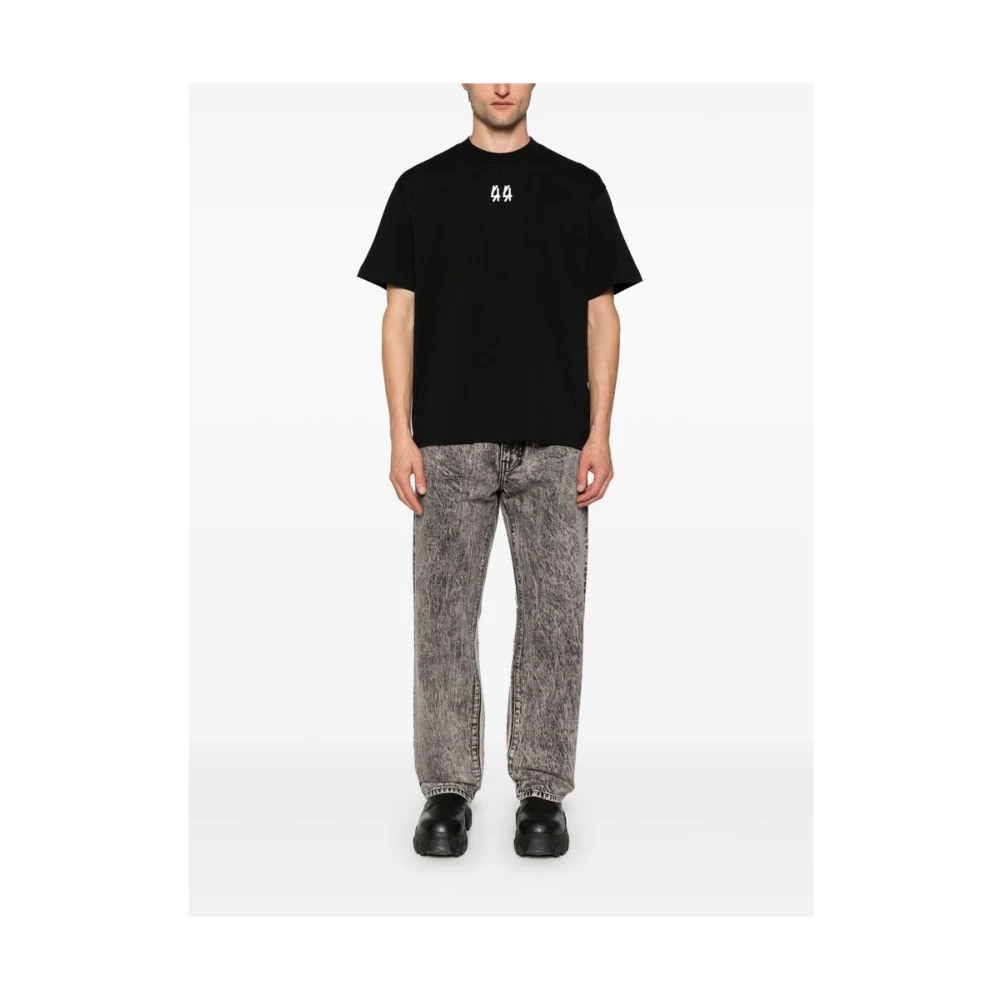 44 Label Group Zwart Logo Print Katoenen T-shirt Black Heren