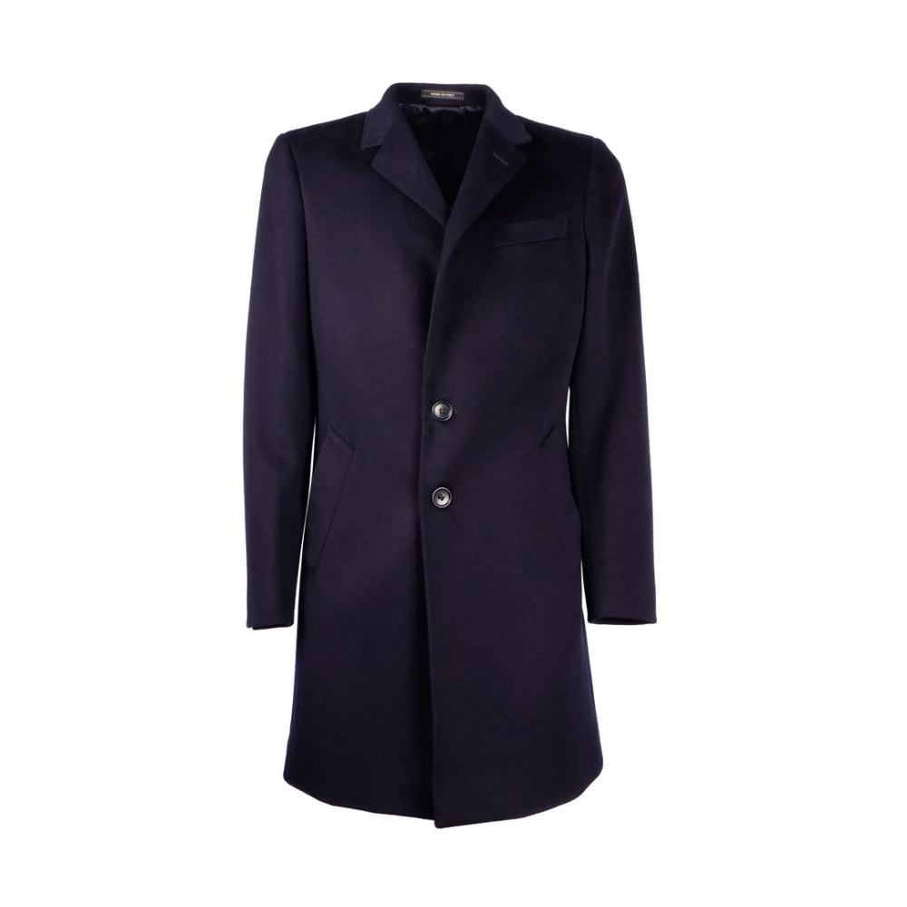 Made in Italia Elegante donkerblauwe wollen jas Blue Heren