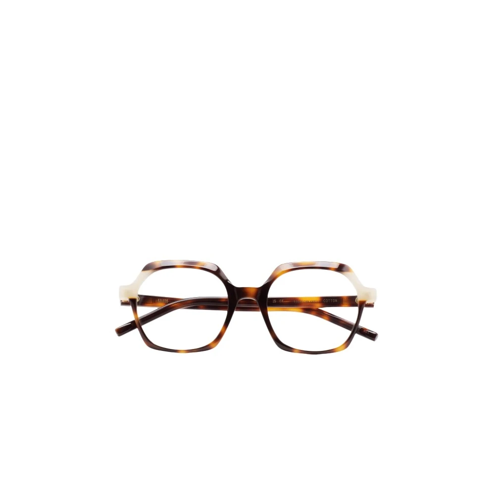 Kaleos Vierkante bril met Havana bruin acetaat front en beige transparant laminaat Brown Unisex