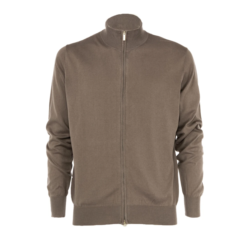 Cashmere Company Lichtgewicht Zip Pullover voor mannen Brown Heren