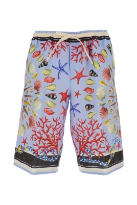 Multifärgade Linne Shorts med Dragsko