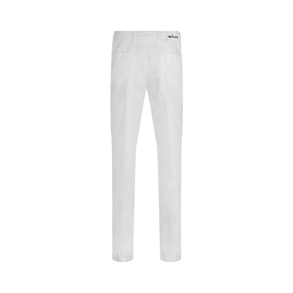 Kiton Witte Katoen Elastaan Blend Broek White Heren
