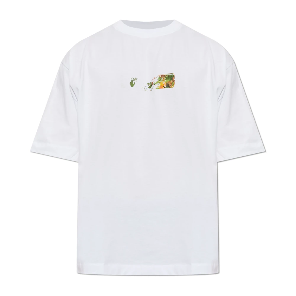 Off White , T-Shirts, Male, White, Xl, Logo Print T-Shirt