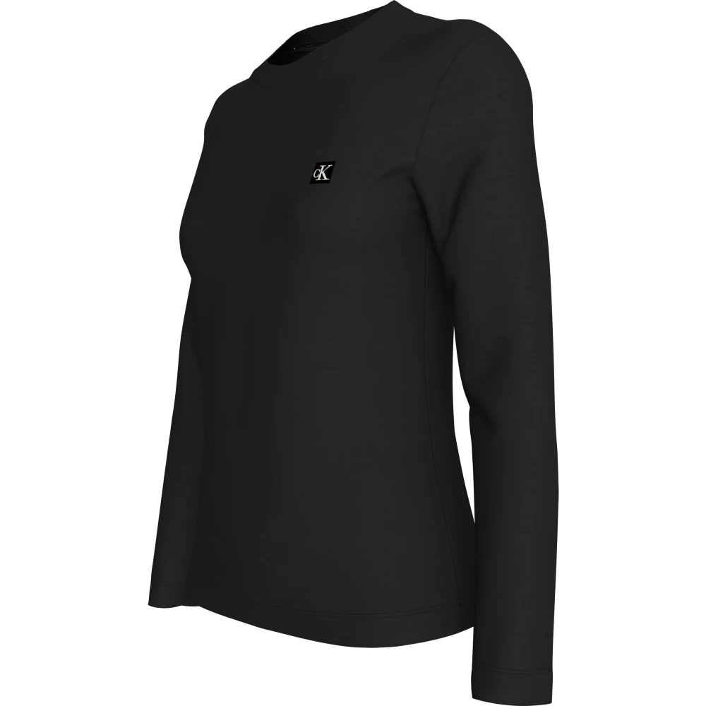 Calvin Klein Zwarte Sweater Ronde Hals Katoen Regular Fit Black Dames