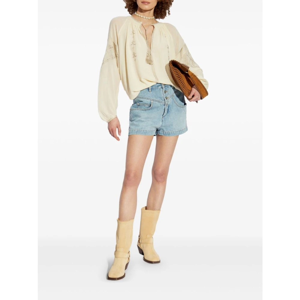 Isabel marant Beige Zijden Geborduurde Top Beige Dames