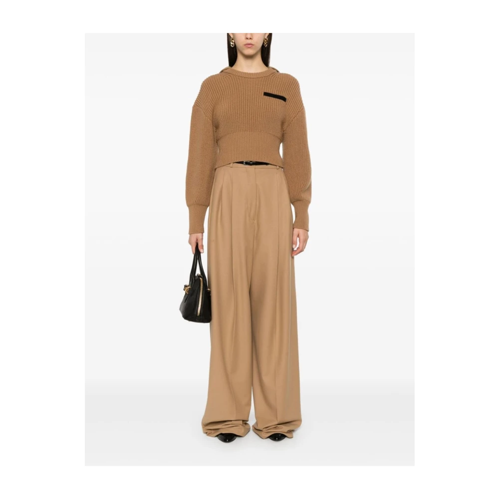 SPORTMAX Wijde Broek in Trendy Stijl Brown Dames