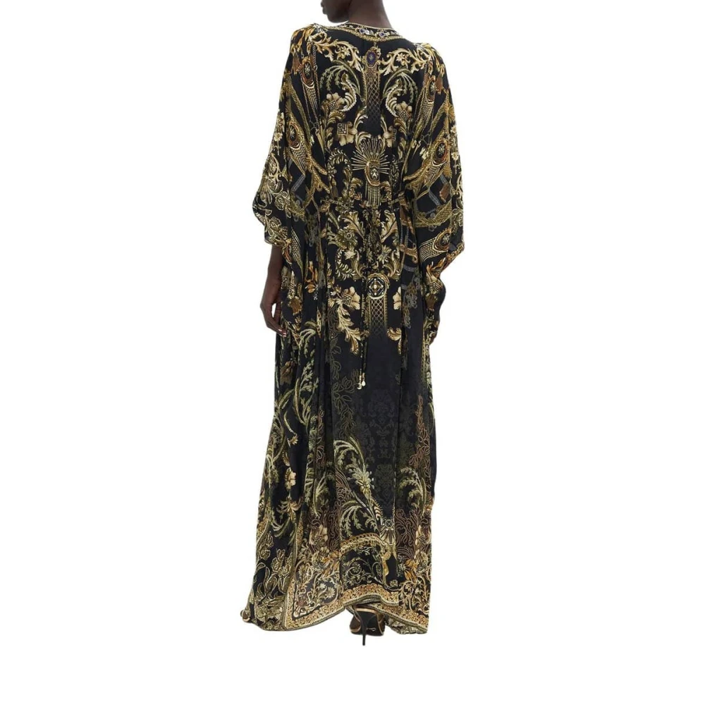 Camilla Gouden Swirls Zijden Kaftan Nacht Multicolor Dames