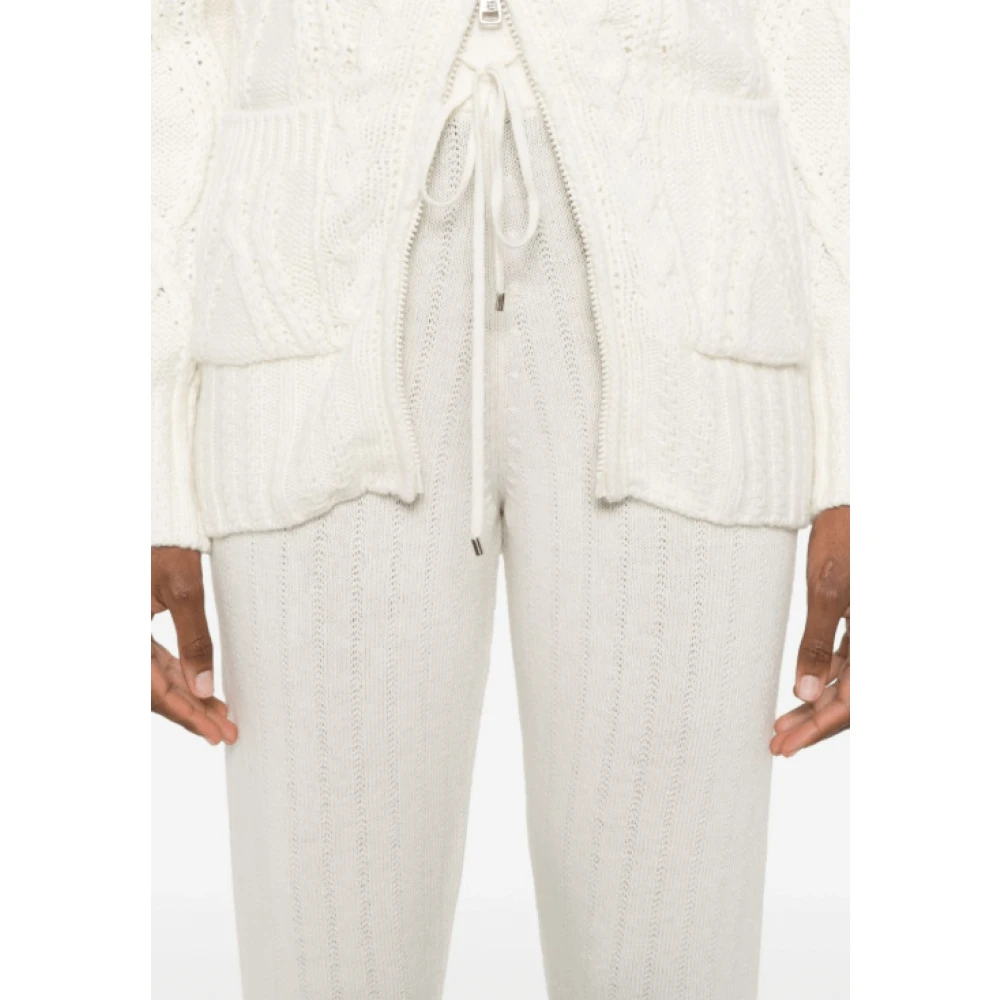 Ermanno Scervino Witte Pointelle-Gebreide Broek met Strepen White Dames