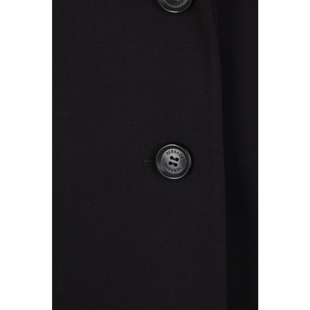 Versace Zwarte Oversize Wol Gabardine Jas Black Dames