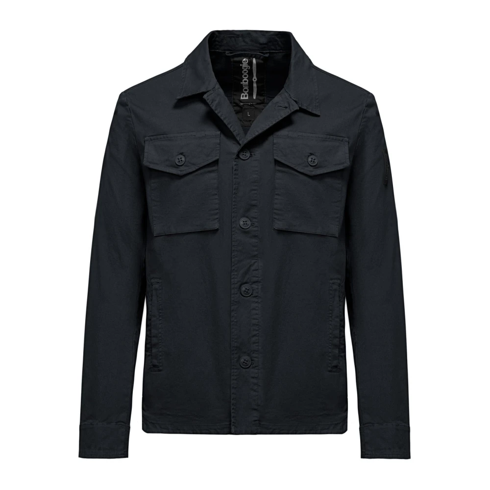 BomBoogie Multi-Pocket Katoen Poplin Overshirt Blue Heren