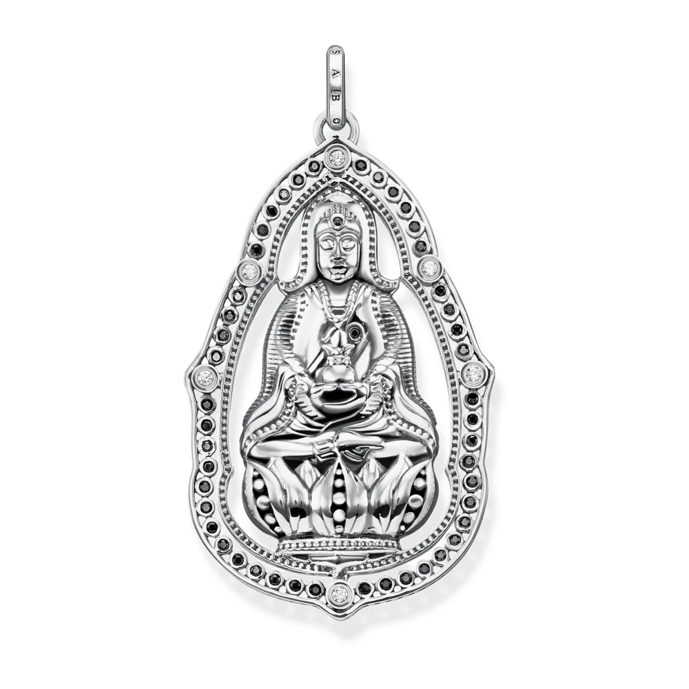 Thomas Sabo Unisex Gray Madonna Pendant Black White Silver - Jewellery - One Size - Accessories