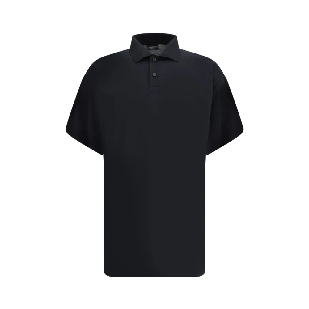 Balenciaga Polo Shirt met Geribbelde Kraag en Logo Black Heren