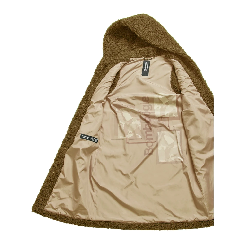 BomBoogie Krul-effect Sherpa Fleece Hooded Vest Brown Dames