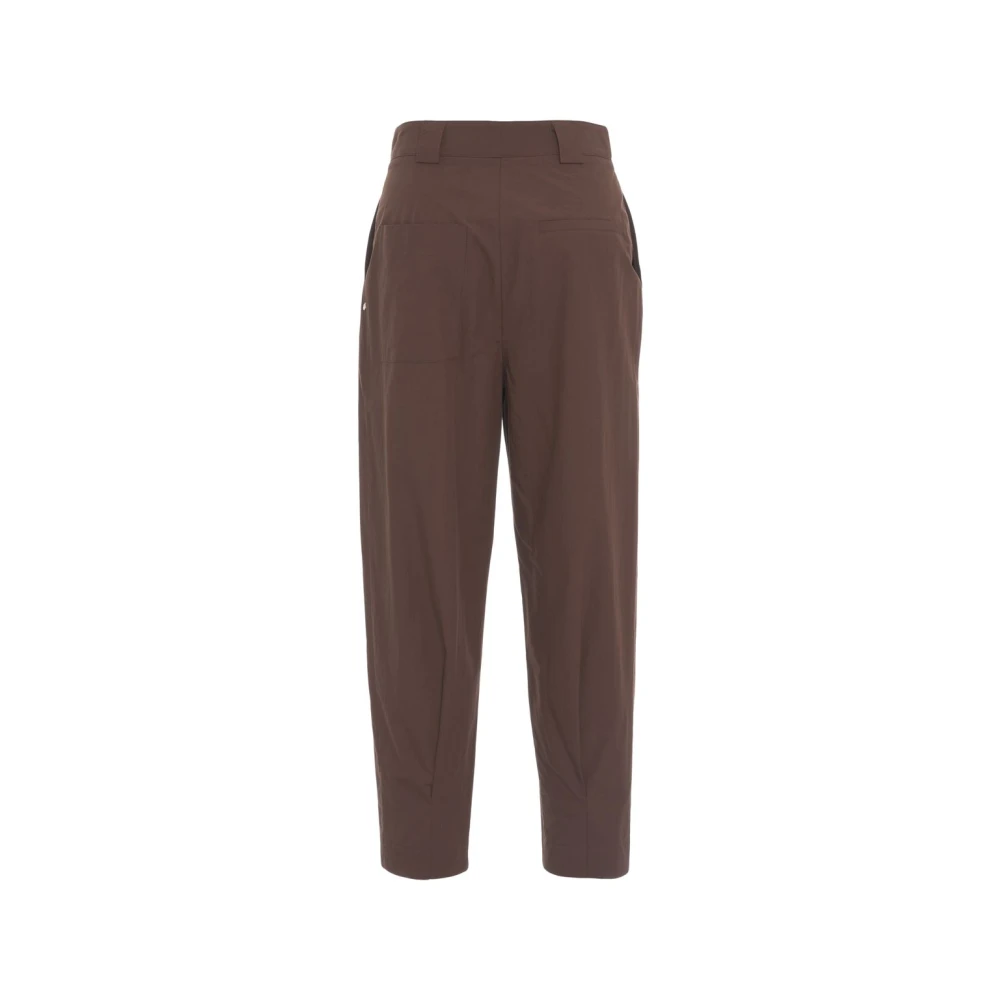 Ottod'Ame Bruine Geplooide Poplin Broek Brown Dames