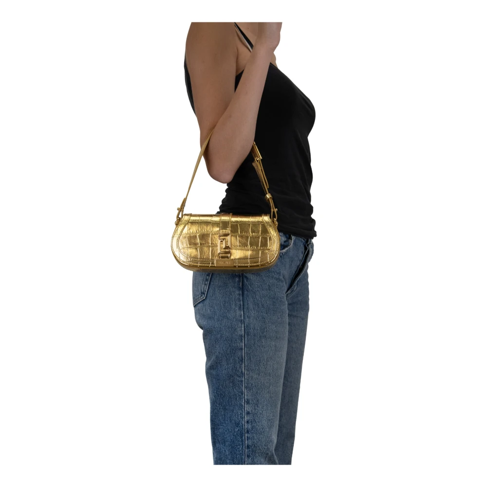 Versace Gelamineerde leren handtas met magneetknoop Yellow Dames