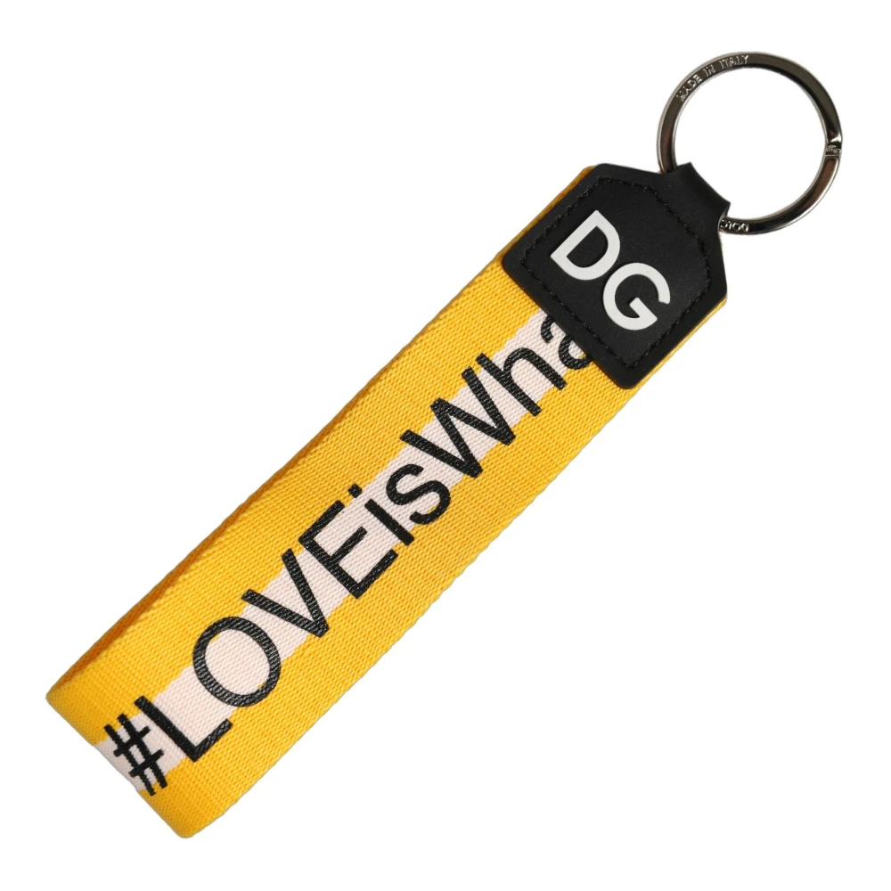 Dolce & Gabbana Multicolor Logo Polyester Brass Holder Keychain - Image 3